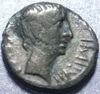 29 - 28 Bc Imperatorial Rome Silver Quinarius Of Augustus 1st Emperor " 12 Caesars "