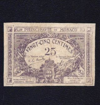 Monaco 25 Centimes 1920 P - 1 Vf