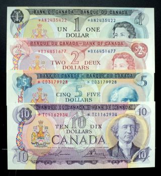 1971 - 1975 Bank Of Canada Set Of 4 Replacement Notes An,  Bx,  Cd & Tc