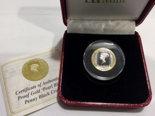 2015 Isle Of Man 175th Anniversary Penny Black Stamp 1/5th Oz Gold Proof Coin