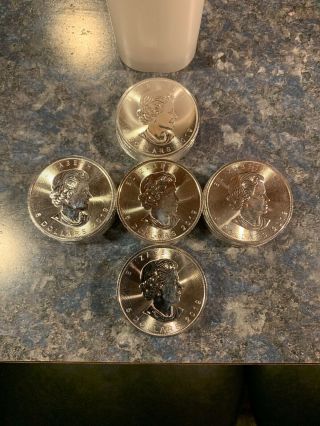 2019 Canada Silver Maple Leaf - 1 Oz - $5 Roll - Twenty - Five 25 Bu Coins Ounces