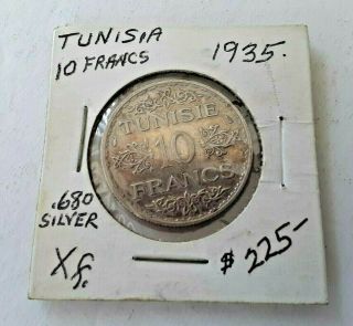 1935 Tunisia Crown Prince Silver 10 Francs Tunisian Coin 680 Silver