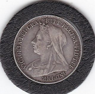 1897 Queen Victoria Sixpence (6d) Silver (92.  5) Coin