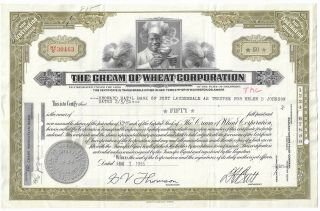 Cream Of Wheat Corp.  Stock Certificate 50 Shares - Feb 5,  1951