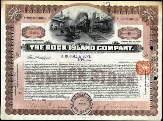 Rock Island Co Of Jersey,  1910,  Uncancelled,  Crisp Stock Certificate