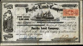 Pacific Land Company,  San Francisco,  1863,  Ocean Steamer,  Maiden,  L,  Butler 