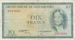 10 Francs Fine Banknote From Luxembourg 1954 Pick - 48a