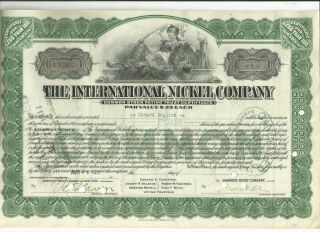 Vignette Of Britannia & Lion.  International Nickel Co.  1917.  Ex,  Abnco.