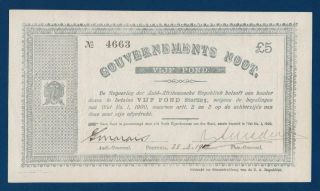 South Africa 5 Pounds 1900 P55b Abt.  Unc Gouvernements Noot Anglo - Boer War Z.  A.  R