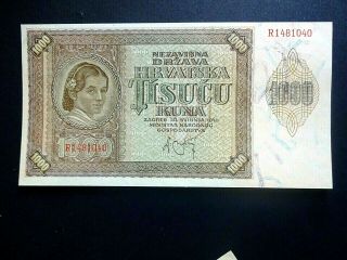 Croatia Ndh 1941,  1000 Kuna,  Unc Perfect Banknote