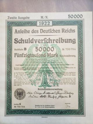 German Bond Certificate Dated December 1,  1922