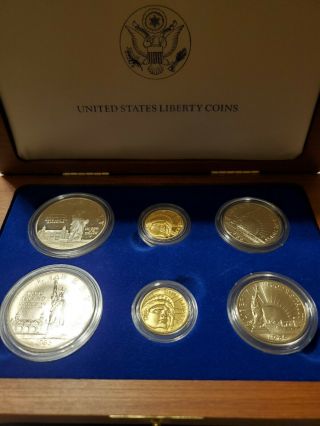 1986 U.  S Commorative Liberty Gold and Silver 6 coin set with 3