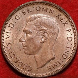 Uncirculated Red 1944 Great Britain 1/2 Penny Foreign Coin