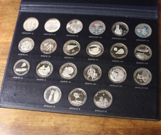 Men In Space Series Ii 1969 1st Edition Danbury Sterling Proof 21 Coin Set