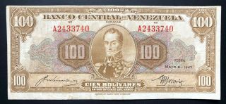 Venezuela 100 Bolívares 8 Mayo 1947,  A7 " Vf "