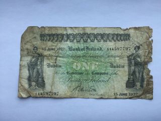 Bank Of Ireland 1 Pound 1922