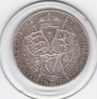 Sharp 1898 Queen Victoria Florin (2/ -) Silver Coin