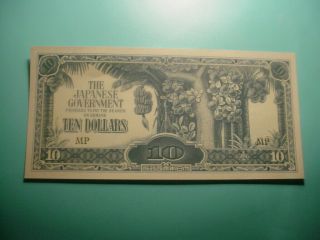 Japan 10 Dollar Notes 1942 - 1944 - Occupation Of Malaya - 10 In Crisp Uncir.  Cond.