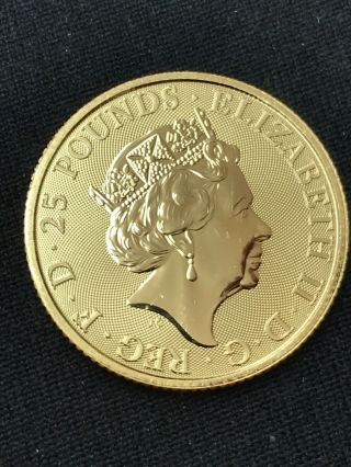 2018 U.  K.  25 Pound 1/4 Oz Gold Queen 