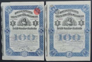 Mexico - Banco Hipotecario De Crédito Territorial Mexicano 1911/1914 - 2x Share