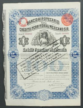 Mexico - Banco Hipotecario De Crédito Territorial Mexicano 1911 - Share