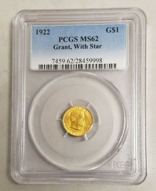1922 $1 Gold Grant With Star Pcgs Ms62 Coin Z006