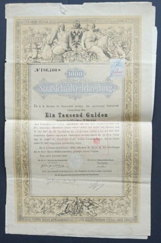 Austria - Imperial Austrian Government - 1868 - 5 Bond For 1000 Gulden