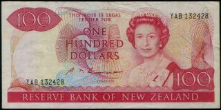 Zealand Queen Elizabeth Ii.  $100 Banknote 1985
