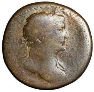 Large Roman Coin Of Trajan Emperor Circa 100ad " Portrait " Sestertius Certified