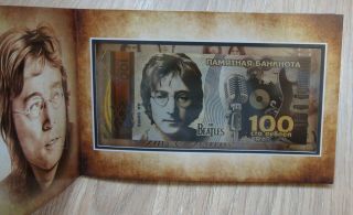 №2 Banknote 100 Rubles The Beatles In The Booklet Silver