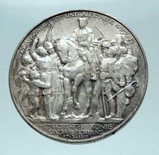 1913 Germany William Iii Prussia Coalition War W Napoleon Silver Coin I78780