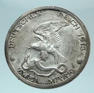 1913 GERMANY William III Prussia Coalition War w NAPOLEON Silver Coin i78780 2