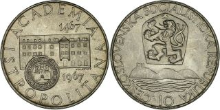Czechoslovakia: 10 Korun Silver 1967 (bratislava University) Unc