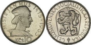Czechoslovakia: 10 Korun Silver 1965 (jan Hus) Proof