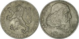 Czechoslovakia: 10 Korun Silver 1957 (moravian Brotherhood) Xf