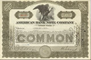 American Bank Note Company Brown Stock Certificate Share