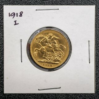 1918 - I India Gold Sovereign