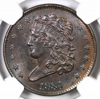 1834 C - 1 Ngc Ms 63,  Bn Classic Head Half Cent Coin 1/2c