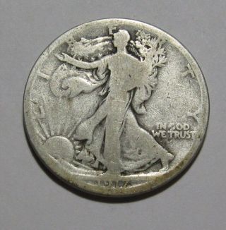 1917 Reverse D Walking Liberty Half Dollar - - 30su