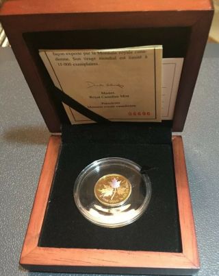 2001 Canada Gold Maple Leaf Hologram 1/4 Oz Only 15,  000 - Display Box & 6696