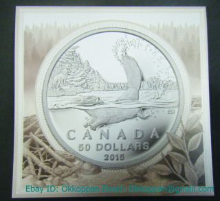 2015 Canada $50 Beaver.  9999 Fine $50 For $50 Silver Coin Dollar Proof
