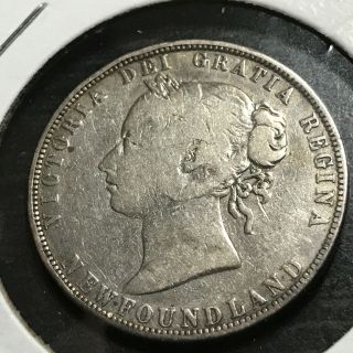 1880 Newfoundland Canada Silver 50 Cents Queen Victoria