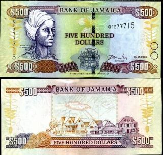 Jamaica 500 Dollars 2008 P 85 Unc Nr