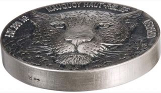 2018 5 Oz Silver 5000 Francs LEOPARD BIG FIVE MAUQUOY Coin,  Ivory Coast. 3