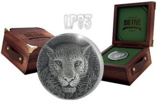 2018 5 Oz Silver 5000 Francs LEOPARD BIG FIVE MAUQUOY Coin,  Ivory Coast. 4