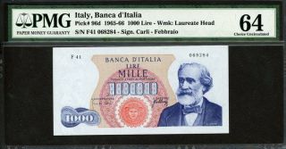 Italy 1965 - 1966,  1000 Lire,  068284,  P96d,  Pmg 64 Unc