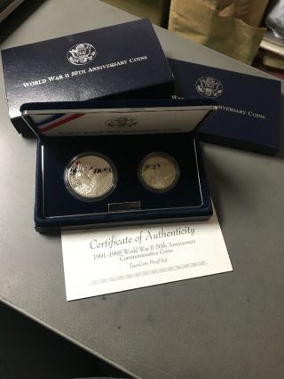 1993 U.  S.  Wwii Commemorative 2 Coin Proof Set