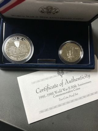 1993 U.  S.  WWII Commemorative 2 Coin Proof Set 2
