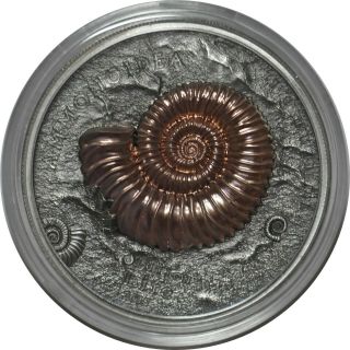 2015 Mongolia 1 Oz 500 Togrog Silver Coin - Ammonite Evolution Of Life