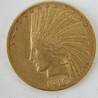 1910 D $10 Indian Head Eagle Gold Coin -